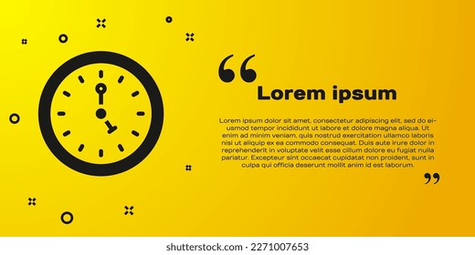 Black Clock icon isolated on yellow background. Time symbol.  Vector