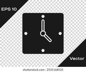 Black Clock icon isolated on transparent background. Time symbol.  Vector