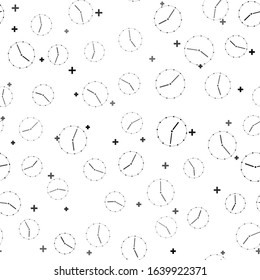 Black Clock icon isolated seamless pattern on white background. Time symbol.  Vector Illustration