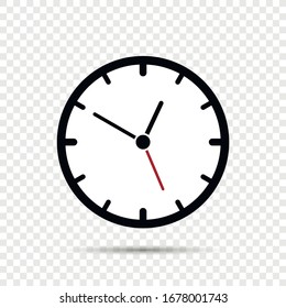 Schwarze Uhr auf isoliertem Hintergrund. Vektorillustration-Illustration