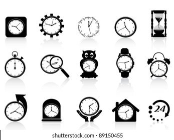 black clock icon set