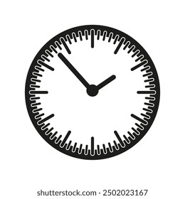Black clock icon. Simple clock face. Time management symbol. Vector illustration.