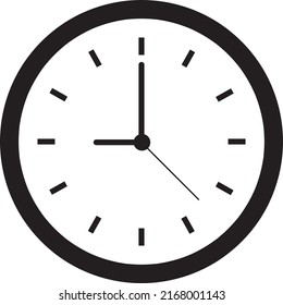 Black clock icon vector with shadow for website design in flat style..eps
