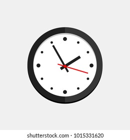 Black clock isolated in flat style. Vector illustration.