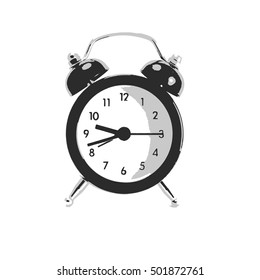 black clock vector on isolated white