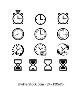 Black clocks icon. Vector illustration.