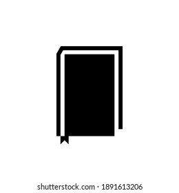 signo de libro negro cerrado. silueta simple, símbolo del manual, glosario, guía, revista, vocabulario, folleto, diario sobre fondo blanco. concepto de narración, publicación, librería