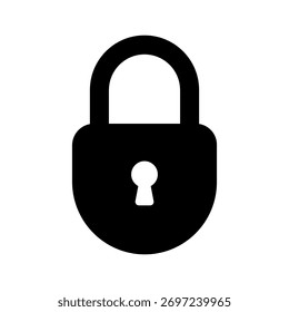 Ícone preto fechado de cadeado circular com fechadura branca para acesso seguro e privacidade UI
