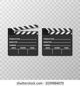 Black closed clapperboard. Realistic vector illustration