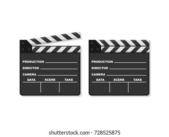 Black closed clapperboard. Realistic vector illustration