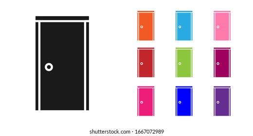 Black Closed door icon isolated on white background. Set icons colorful. Vector Illustration