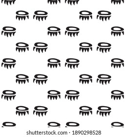 Black closed eyes. Seamless pattern. Hand drawn cartoon collection. Vector illustration.