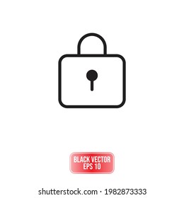 black closed lock line icon vector illustration on white background