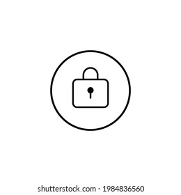 black closed lock line icon vector illustration on white background