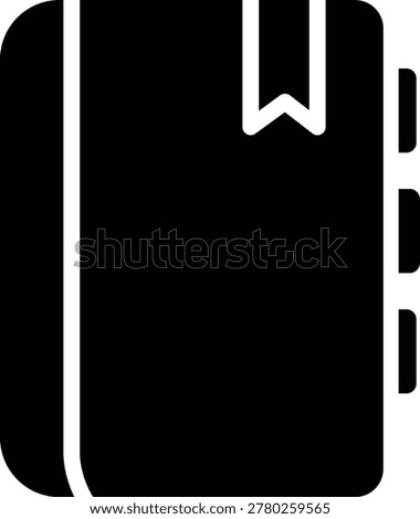 Black of a closed notebook with a bookmark and tabs