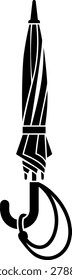 Black closed umbrella with handle