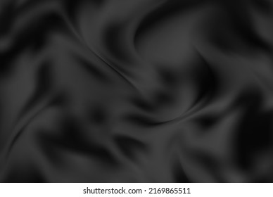 Black cloth background abstract with soft waves fabric texture background.