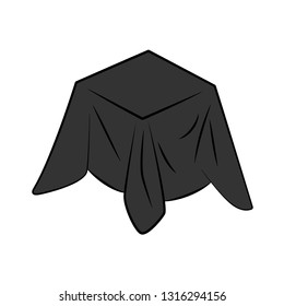 Black cloth covered box icon. Clipart image isolated on white background