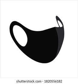 Black cloth face mask For protection from small dust and corona virus in the air. vector illustration