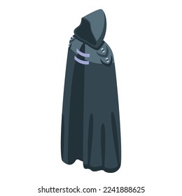 Black cloth icon isometric vector. Cloak cape. Super king