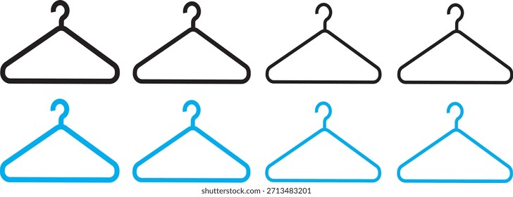 Conjunto de iconos de colgador de ropa negro, símbolo aislado de Vector de símbolo de contorno de colgador simple,

