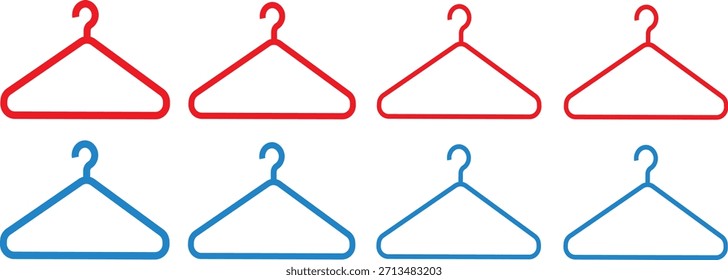 Conjunto de iconos de colgador de ropa negro, símbolo aislado de Vector de símbolo de contorno de colgador simple,
