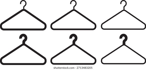 Conjunto de iconos de colgador de ropa negro, símbolo aislado de Vector de símbolo de contorno de colgador simple,
