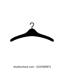 Black clothes hanger. Plastic hanger with hook for storing and drying clothes. Work item for wardrobe and shop vector boutiques