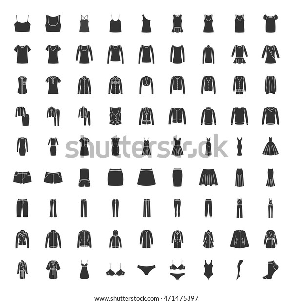 Black Clothes Icons Vector Set Icons Stock Vector (Royalty Free ...