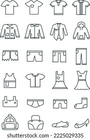 Black clothes line icons vector illustration collection