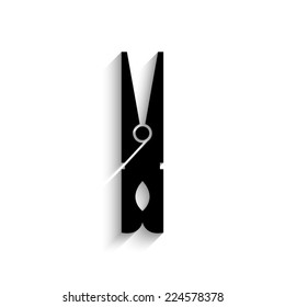 black clothes peg - black vector icon with shadow