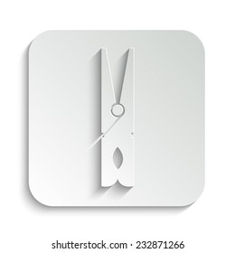black clothes peg - vector icon with shadow on a grey button