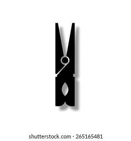 black clothes peg   - vector icon with shadow