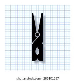 black clothes peg - vector icon with shadow