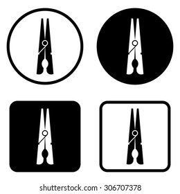 black clothes peg   - vector icon