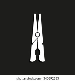 black clothes peg - vector icon