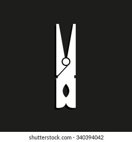 black clothes peg - vector icon