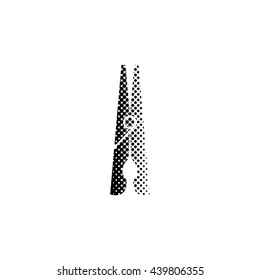 black clothes peg - black vector icon;  halftone illustration