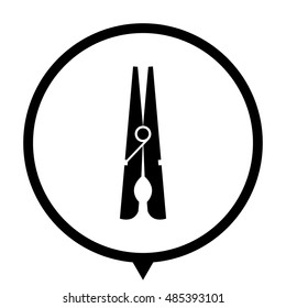 black clothes peg - black vector  icon; map pointer