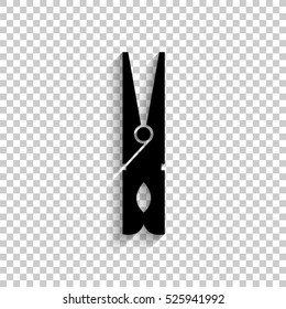black clothes peg - black vector icon  with shadow