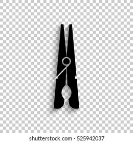 black clothes peg - black vector  icon with shadow