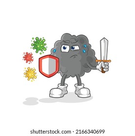 the black cloud against viruses cartoon. cartoon mascot vector