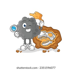 the black cloud archaeologists with fossils mascot. cartoon vector