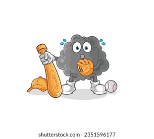 the black cloud baseball Catcher cartoon. cartoon mascot vector