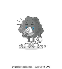 the black cloud blowing nose character. cartoon mascot vector