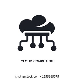 black cloud computing isolated vector icon. simple element illustration from artificial intelligence concept vector icons. cloud computing editable black logo symbol design on white background. can