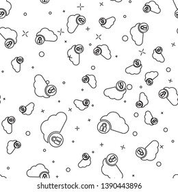 Black Cloud computing lock icon isolated seamless pattern on white background. Security, safety, protection concept. Vector Illustration