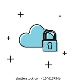 Black Cloud computing lock icon isolated on white background. Security, safety, protection concept. Protection of personal data.  Vector Illustration