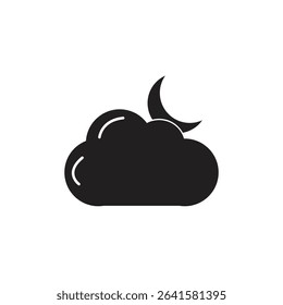 A black cloud with a crescent moon