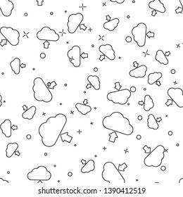 Black Cloud download icon isolated seamless pattern on white background. Vector Illustration